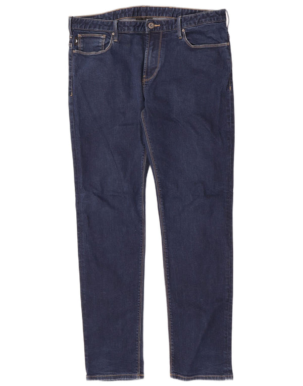 Blugi drepti pentru bărbați Emporio Armani Slim Fit L34 L30 Bumbac bleumarin