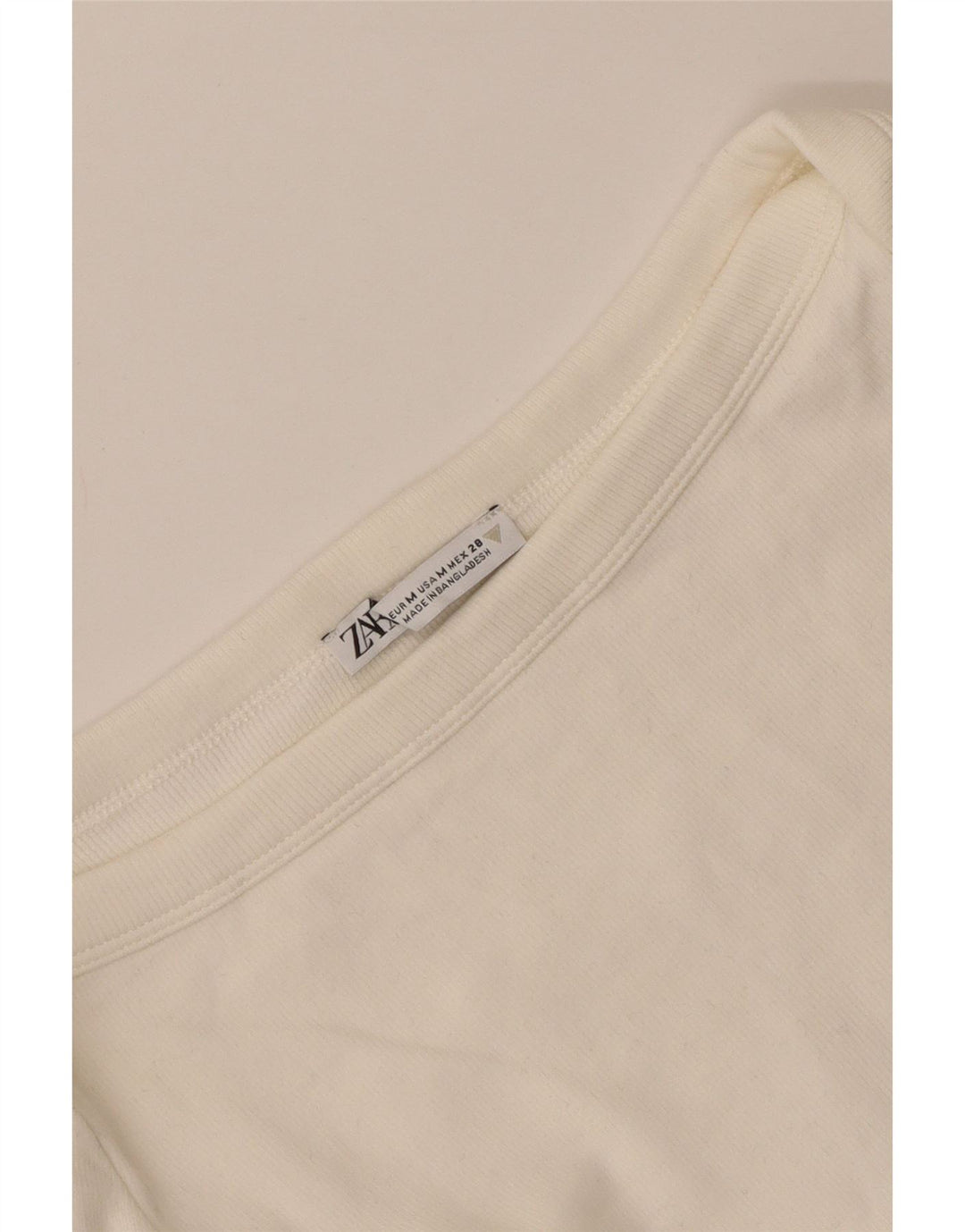 Crop Top pentru femei Zara cu mânecă lungă UK 12 Medium Off White