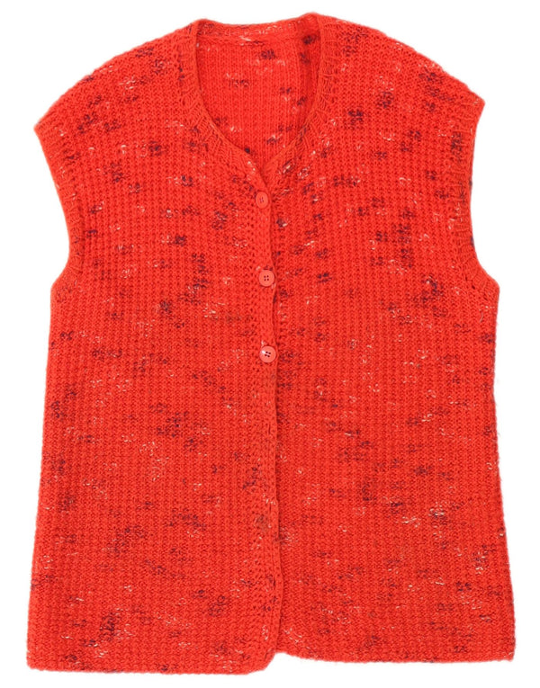 Cardigan vintage fără mâneci pentru femei UK 16 mare roșu pete