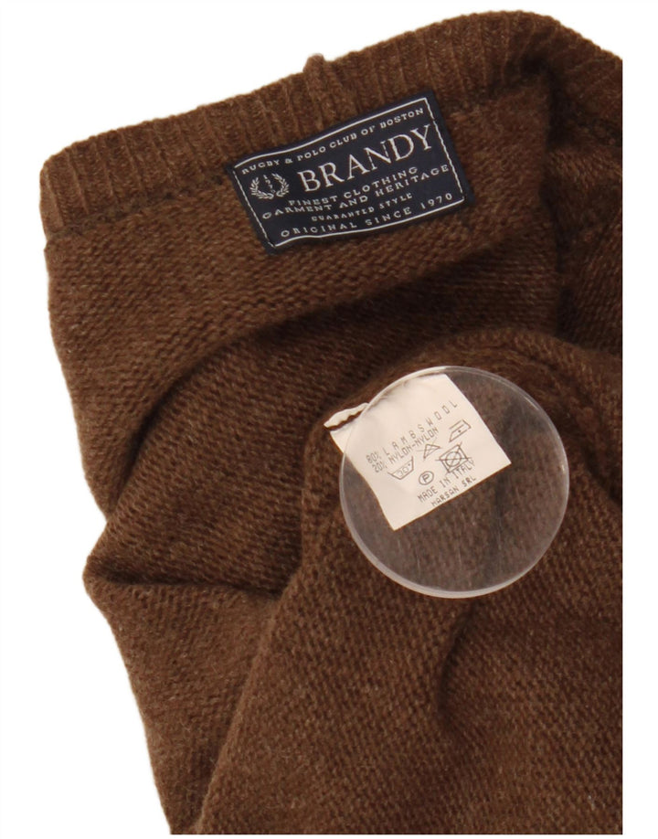 Pulover VINTAGE pentru femei Crop Cardigan UK 14 Medium Brown Lambswool