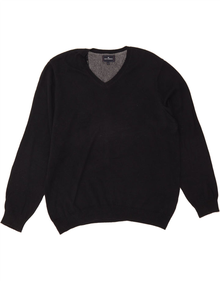 BLUE HARBOUR Mens V-Neck Jumper Sweater Large Black Vintage Blue Harbour and Second-Hand Blue Harbour from Messina Hembry 