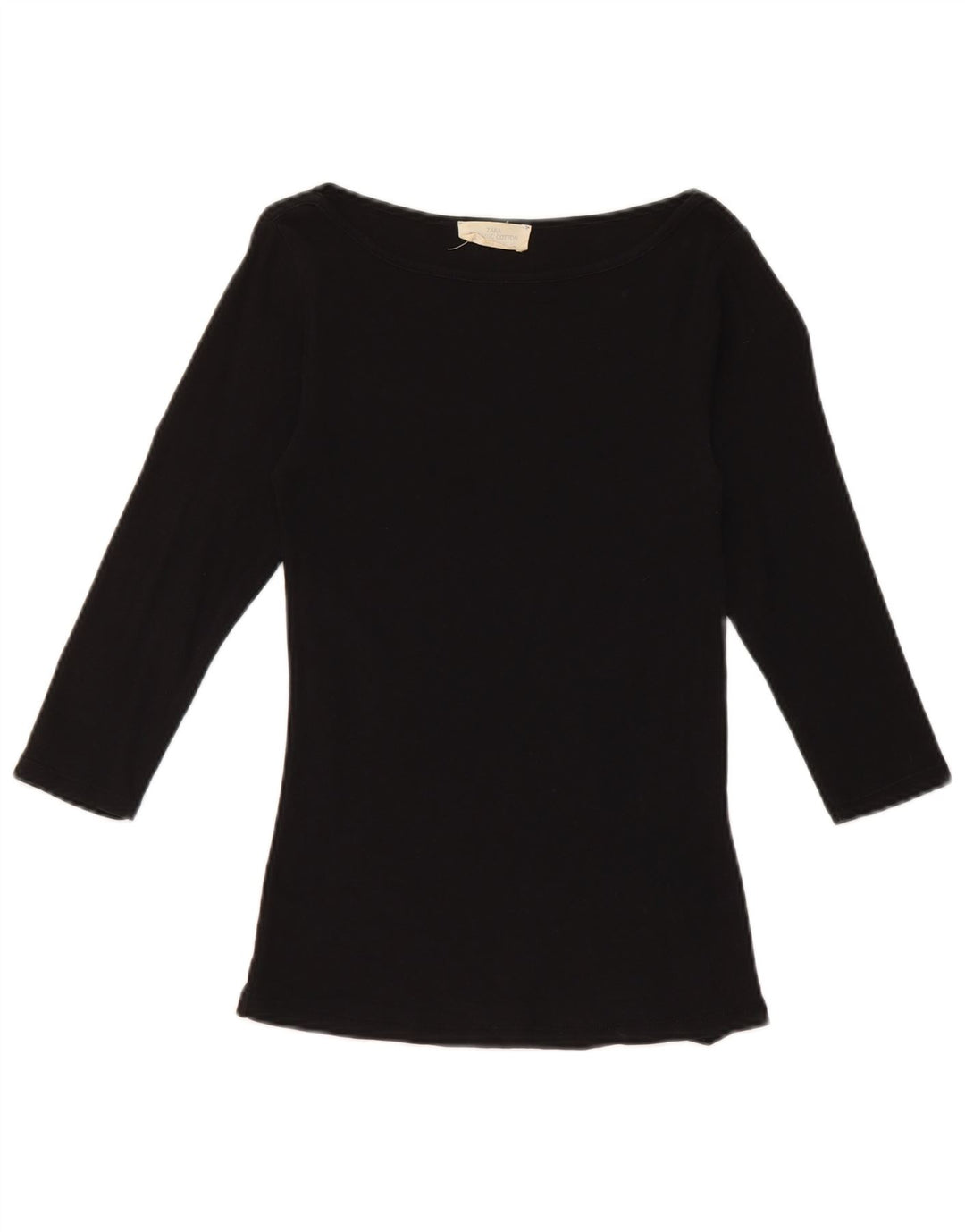 Top femeie Zara cu mâneci 3/4 UK 8 mic bumbac negru