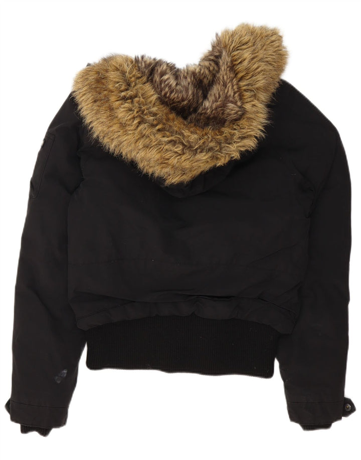 Jachetă căptușită cu glugă Woolrich pentru femei UK 14 Poliester mediu negru