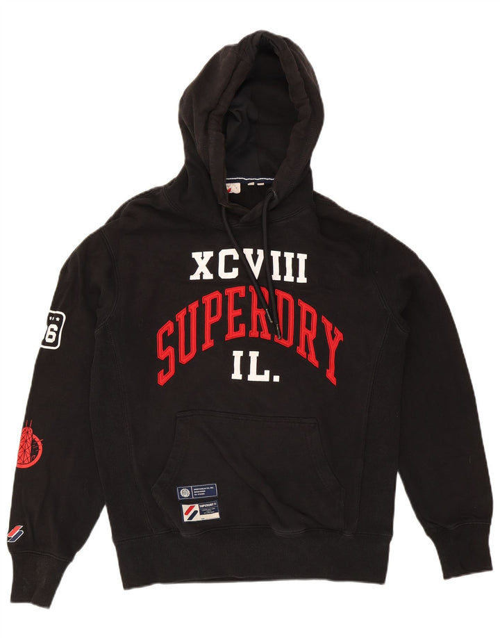 Pulover cu glugă grafic Superdry pentru bărbați, mic, negru