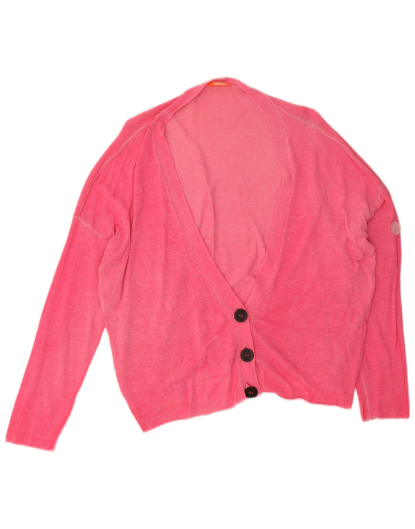 Pulover vintage cardigan supradimensionat pentru femei UK 16 mare bumbac roz