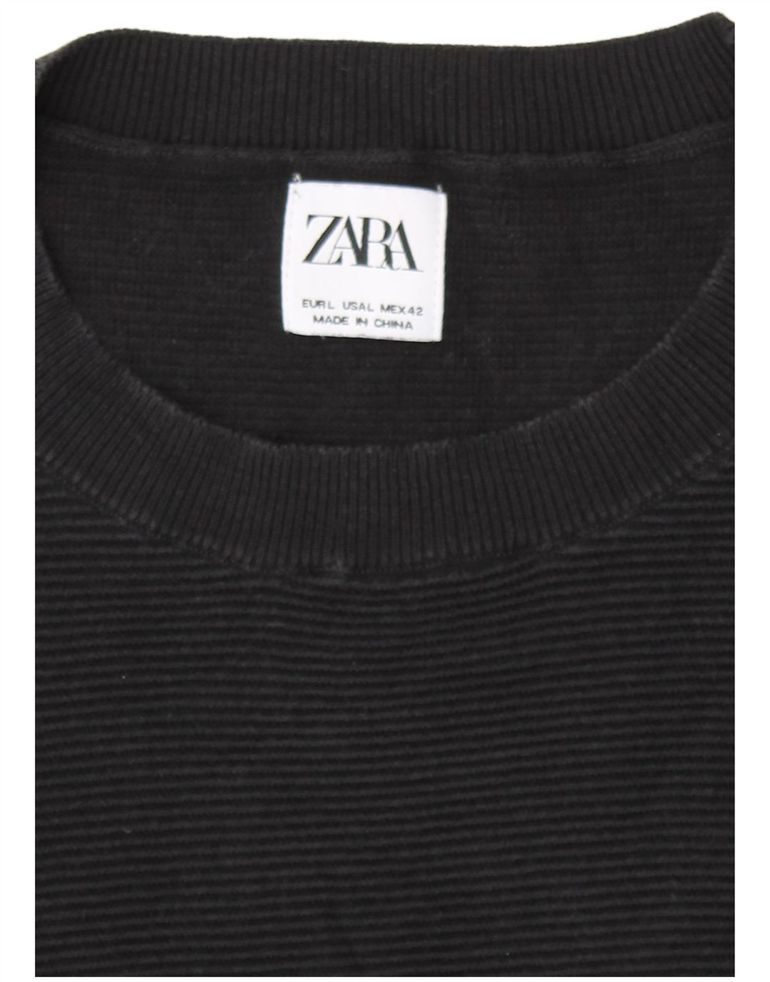 Pulover pentru bărbați Zara, cu gât crew, mare, negru