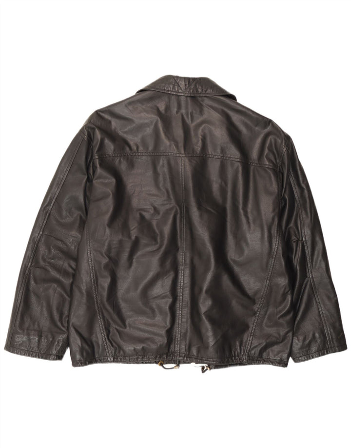 Jachetă de piele vintage pentru bărbați UK 44 2XL din piele neagră