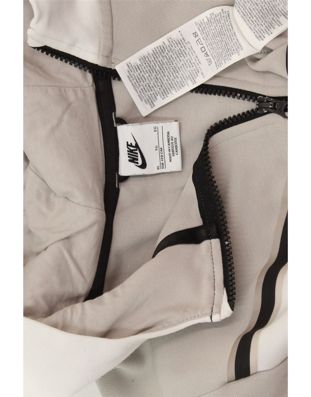 Pulover NIKE pentru băieți, cu fermoar, 13-14 ani, XL, bumbac color bloc, gri