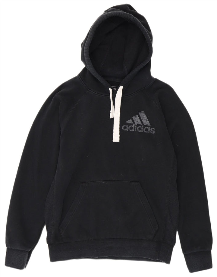 Pulover cu glugă cu grafic pentru bărbați Adidas, bumbac mediu negru