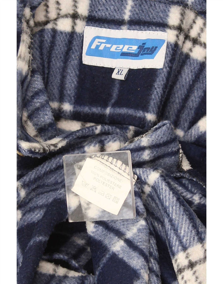 Cămașă Vintage pentru bărbați de flanel XL bleumarin din carouri Poliester