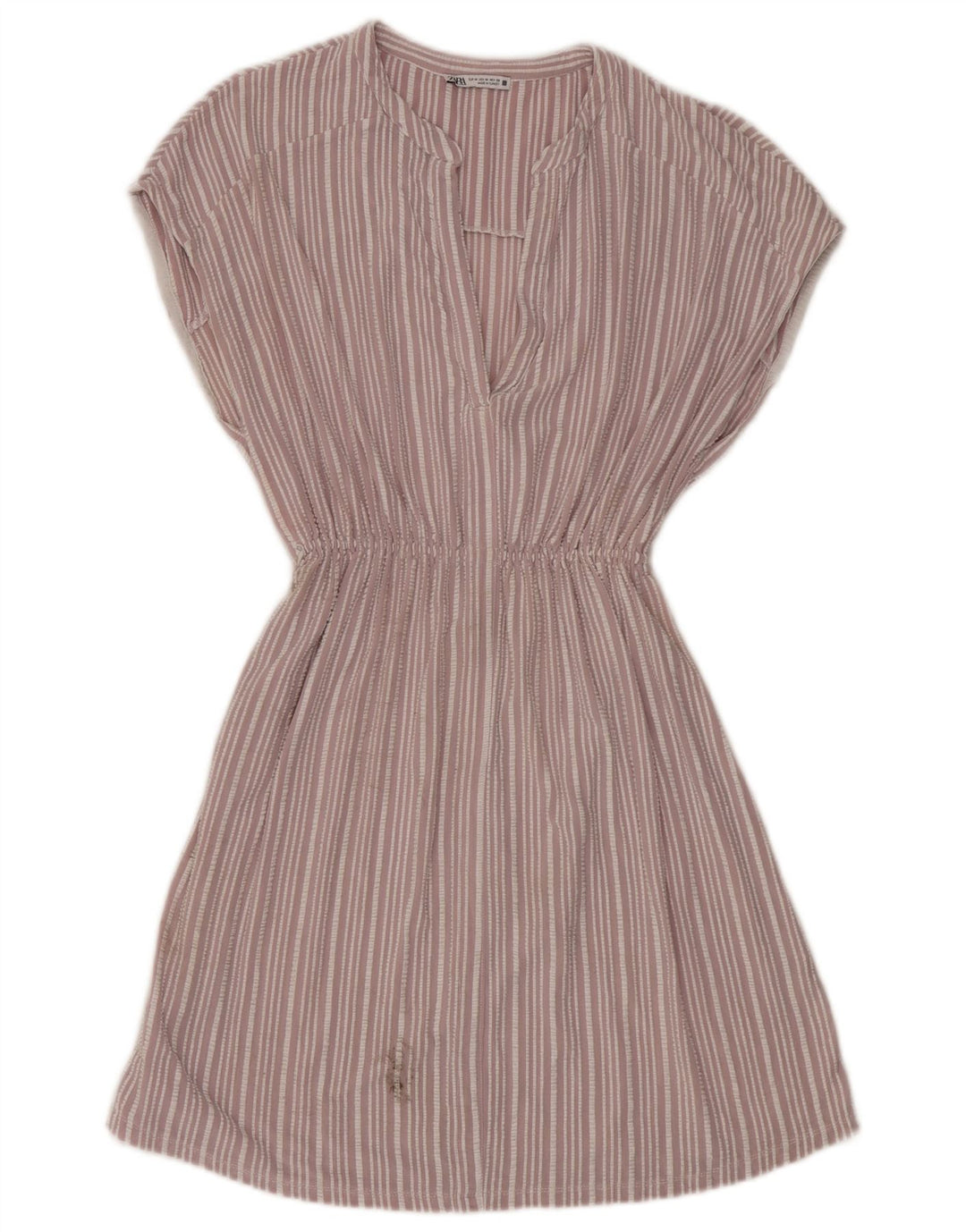 Rochie în formă de A pentru femei Zara UK 14 Viscoză cu dungi roz mediu