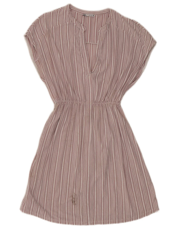 Rochie în formă de A pentru femei Zara UK 14 Viscoză cu dungi roz mediu