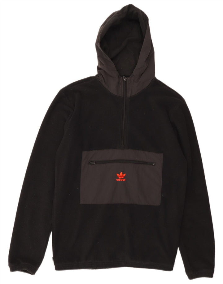 Pulover ADIDAS pentru bărbați, cu glugă, cu fermoar și gât, din lână, negru, colorblock