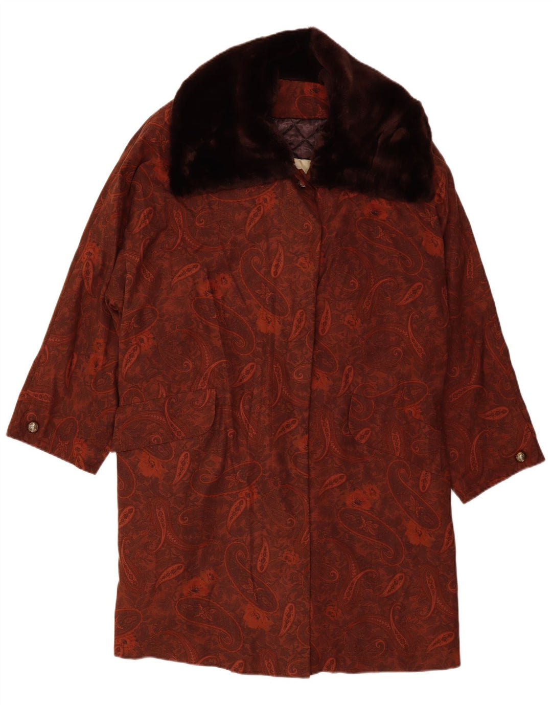 MICHAEL MORTELL Palton supradimensionat pentru femei UK 12 Medium Brown Paisley