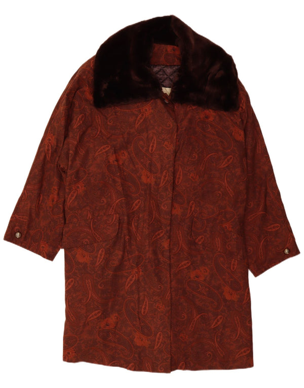 MICHAEL MORTELL Palton supradimensionat pentru femei UK 12 Medium Brown Paisley
