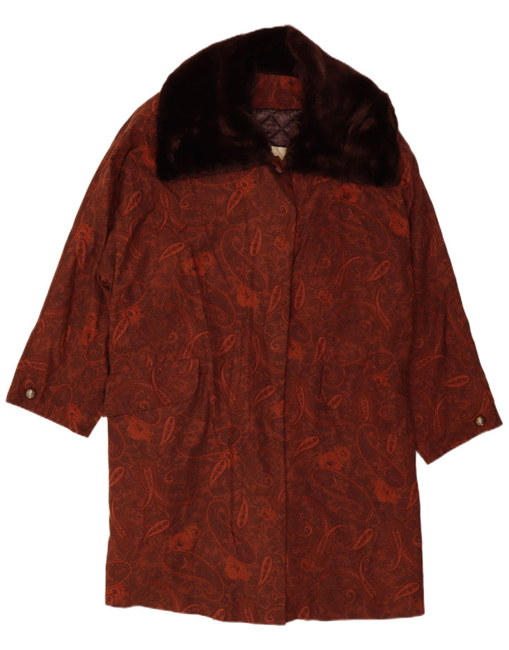 MICHAEL MORTELL Palton supradimensionat pentru femei UK 12 Medium Brown Paisley