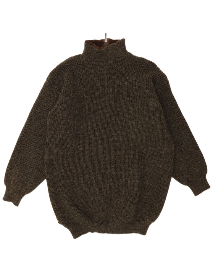 Pulover Barbour pentru bărbați, cu fermoar, cu gât, XL, kaki, lână nouă