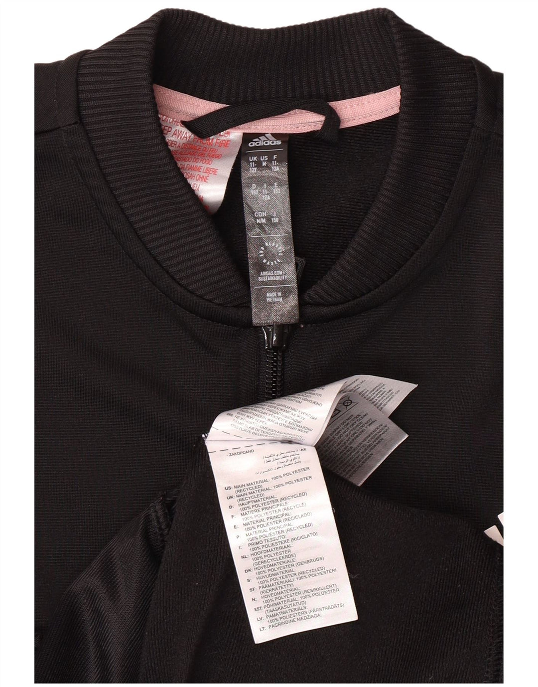 Jachetă de trening pentru fete ADIDAS 11-12 ani poliester negru