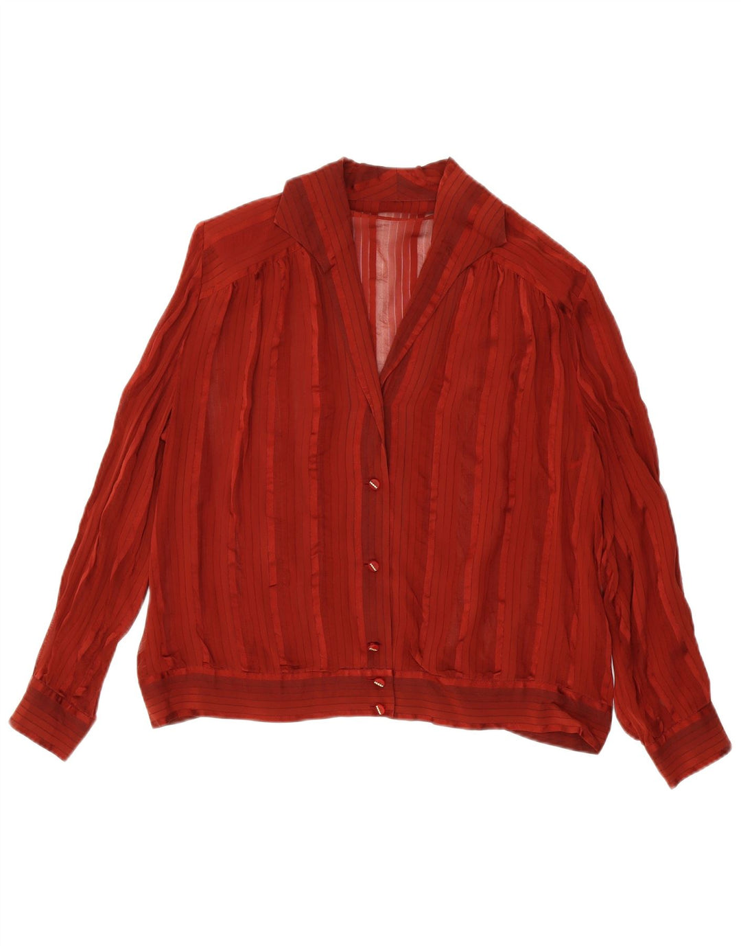 Bluză de cămașă vintage pentru femei UK 16 mare maro cu dungi