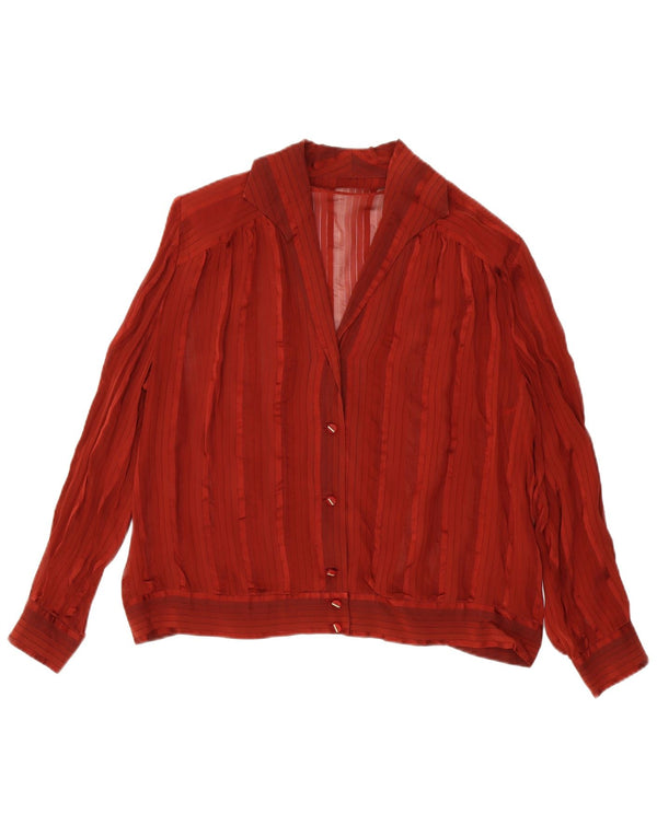 Bluză de cămașă vintage pentru femei UK 16 mare maro cu dungi