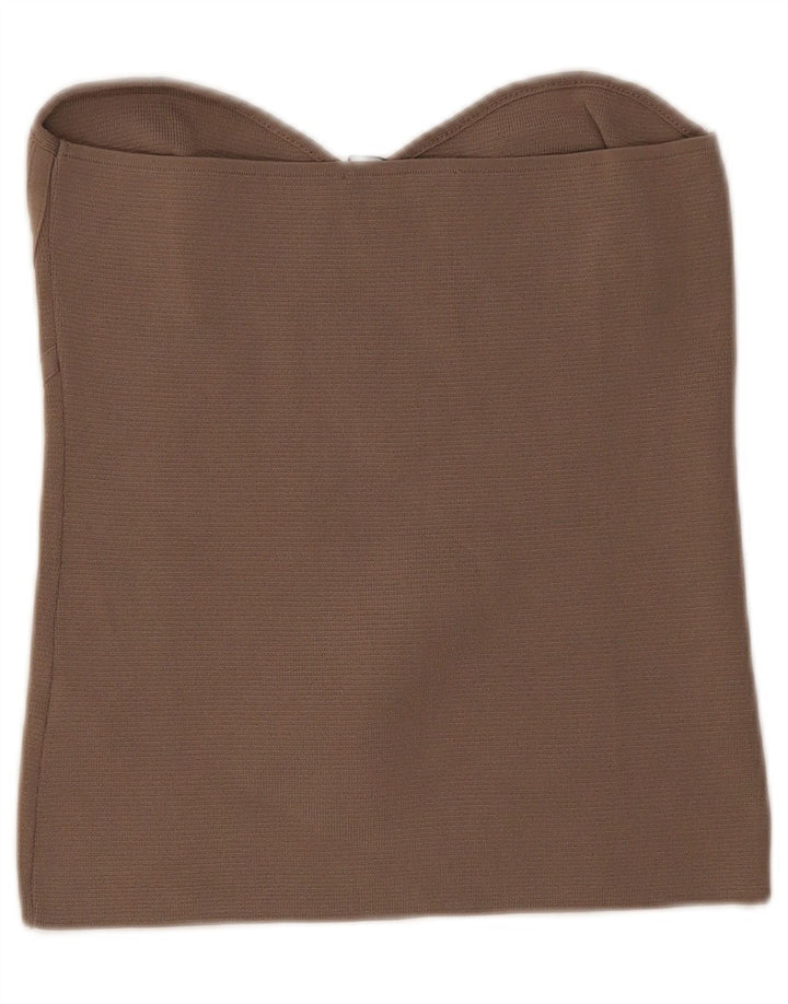 Top Crop fără bretele pentru femei Zara UK 14 mare, maro, nailon
