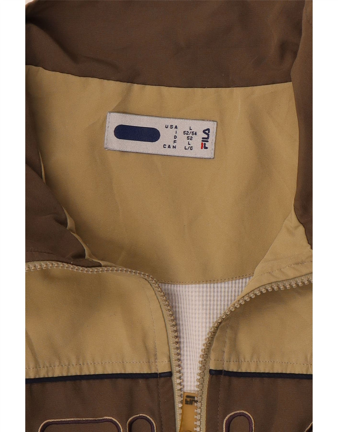 Jachetă de top pentru trening cu grafică pentru bărbați FILA, mare, bej, bloc de culoare