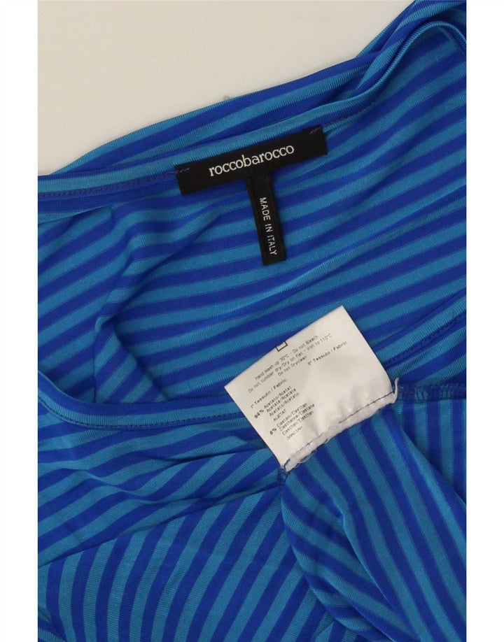 Tricou pentru femei Roccobarocco Top US 8 Medium Blue Striped Acetat