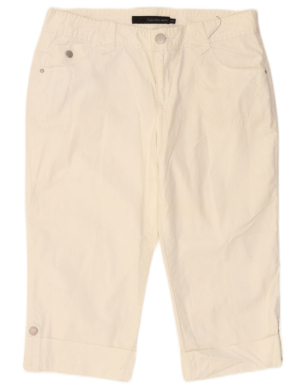 Pantaloni slim Capri CALVIN KLEIN pentru femei US 12 Large W34 L19 Off White