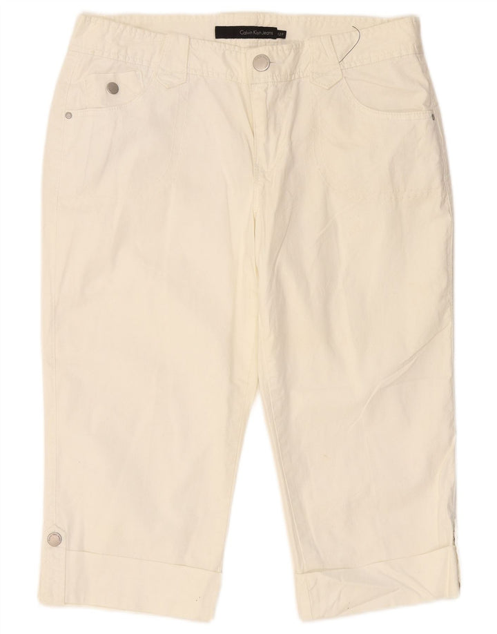 Pantaloni slim Capri CALVIN KLEIN pentru femei US 12 Large W34 L19 Off White