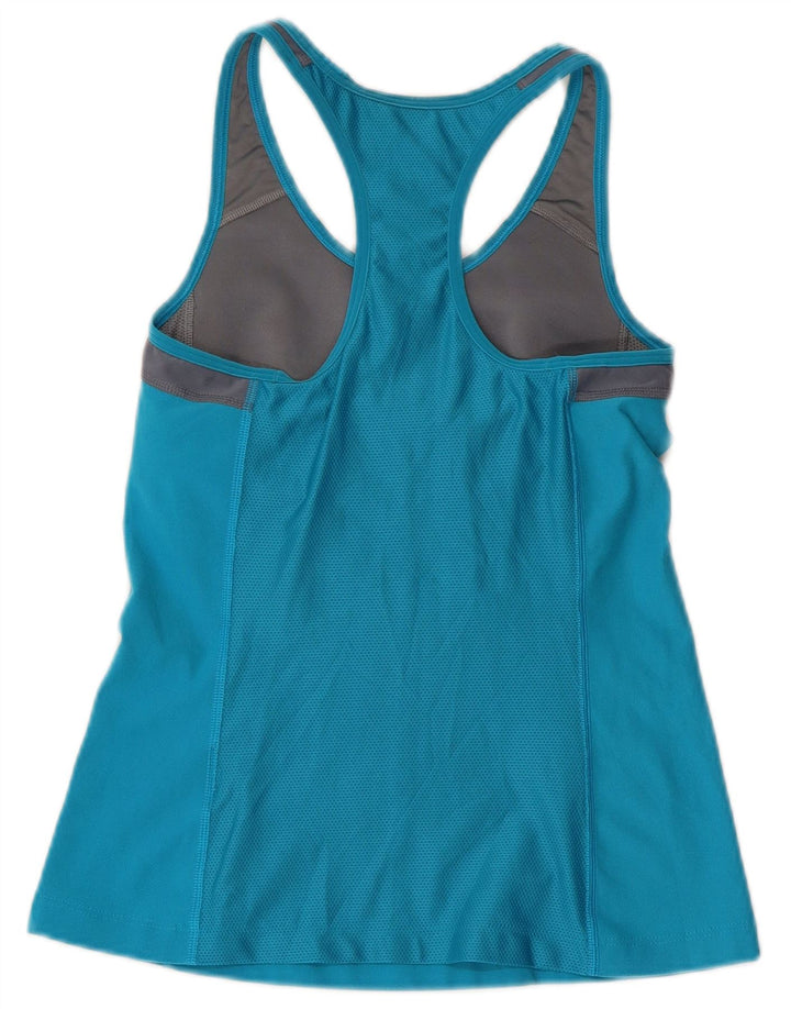 Top cu vestă grafică NIKE Dri Fit pentru femei UK 12 Medium Blue Colorblock