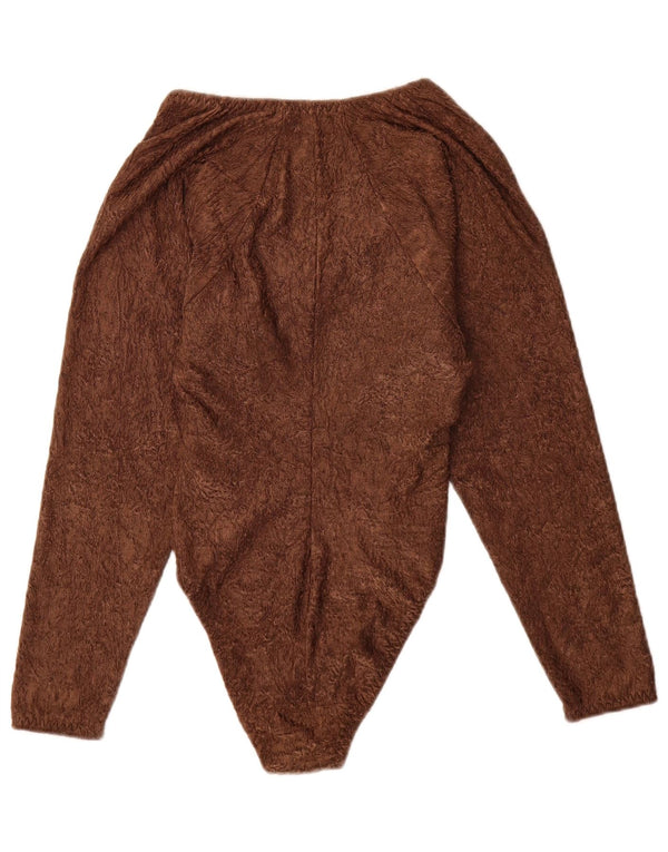 Body vintage pentru femei cu mâneci lungi UK 12 Medium Brown Poliamidă