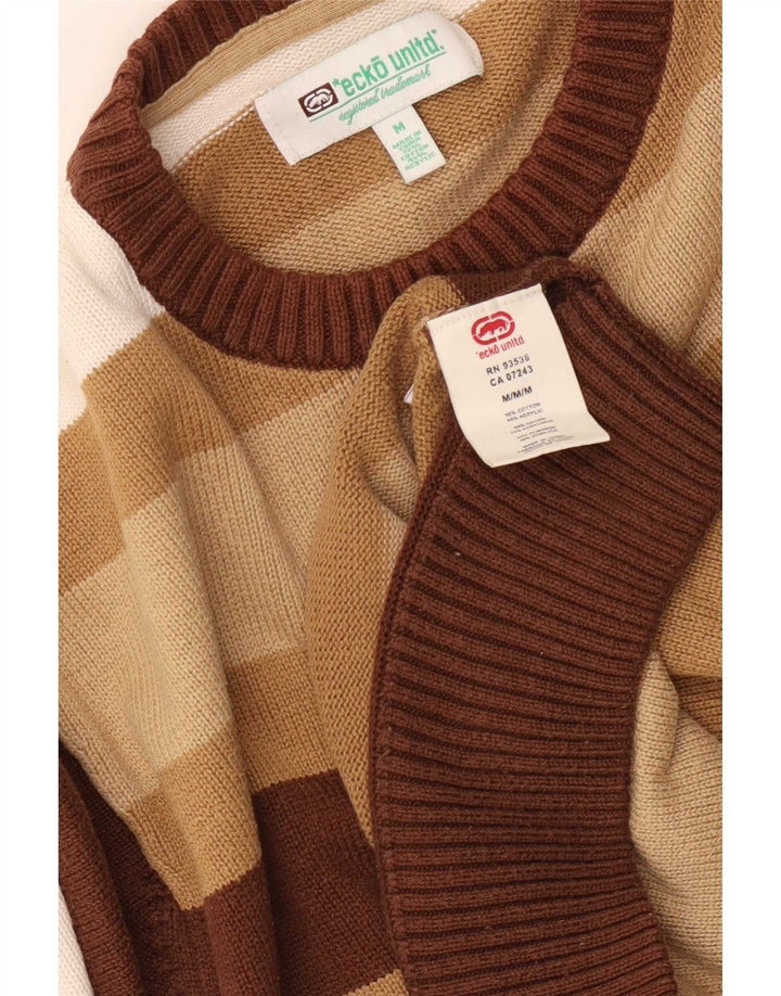 Pulover pentru bărbați Ecko Unltd, cu gât crew, bumbac cu dungi maro mediu