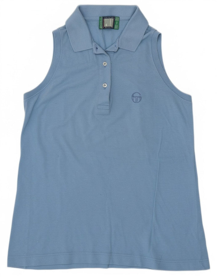 Tricou polo fără mâneci pentru femei Sergio Tacchini UK 12 Bumbac albastru mediu