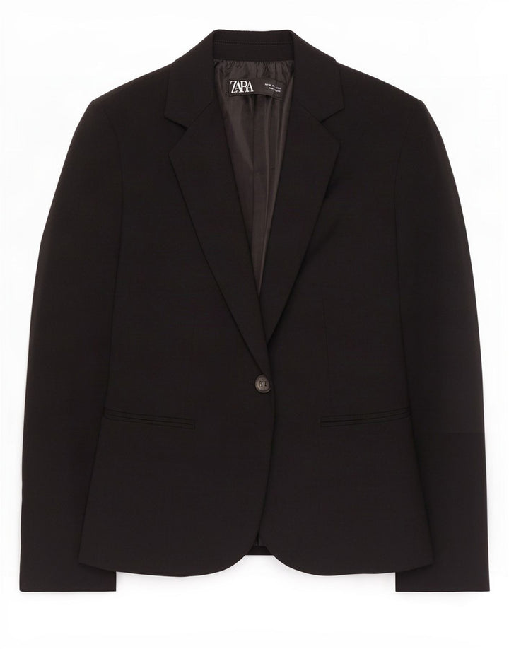 Blazer pentru femei Zara cu 1 nasture EU 34 2XS Poliester negru