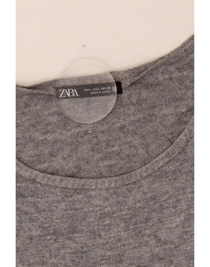 Vest Vest Top Femei Zara UK 16 Large Gri Fair Isle