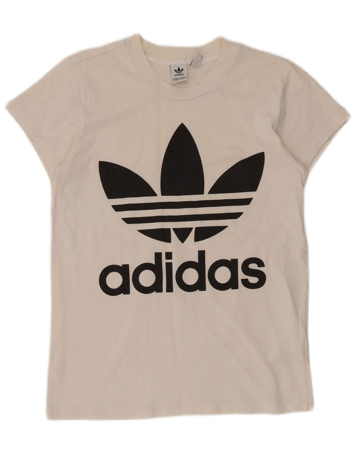 Tricou grafic supradimensionat pentru femei ADIDAS UK 2 2XS Bumbac alb