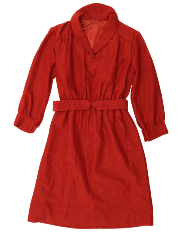 Rochie A-Line cu mânecă lungă pentru femei Vintage UK 12 Roșu mediu