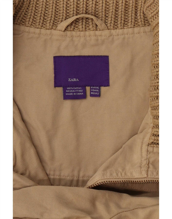 Bomber pentru bărbați Zara UK 42 XL, bumbac, bej