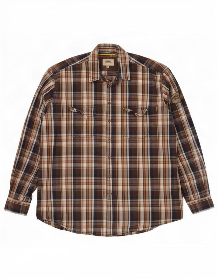 Cămașă pentru bărbați Camel Active 2XL, bumbac cu carouri maro