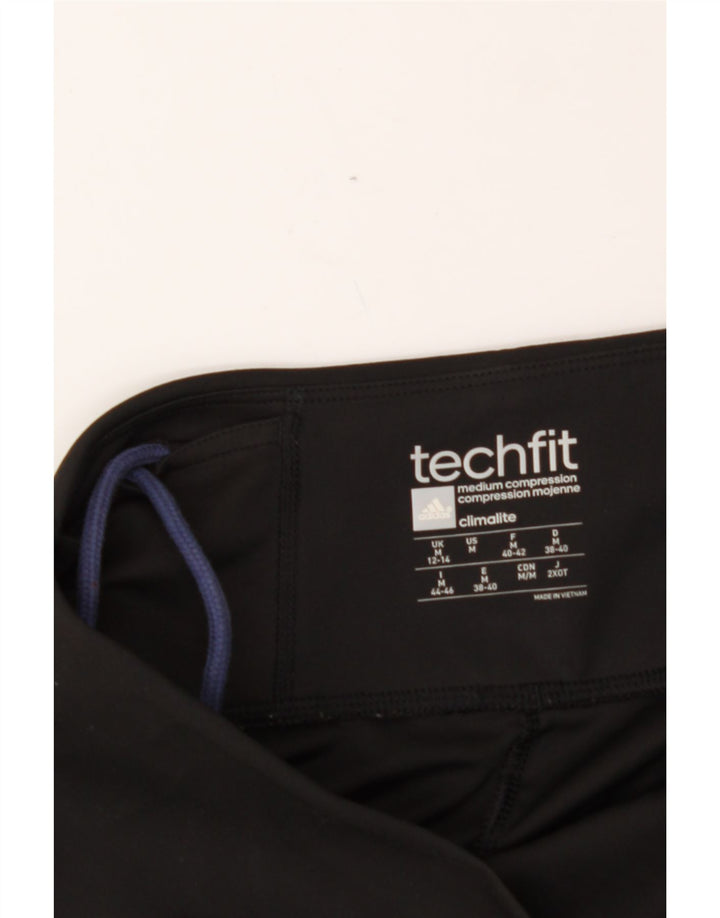 ADIDAS Womens Climalite Graphic Capri Leggings UK 12/14 Medium  Black Vintage Adidas and Second-Hand Adidas from Messina Hembry 