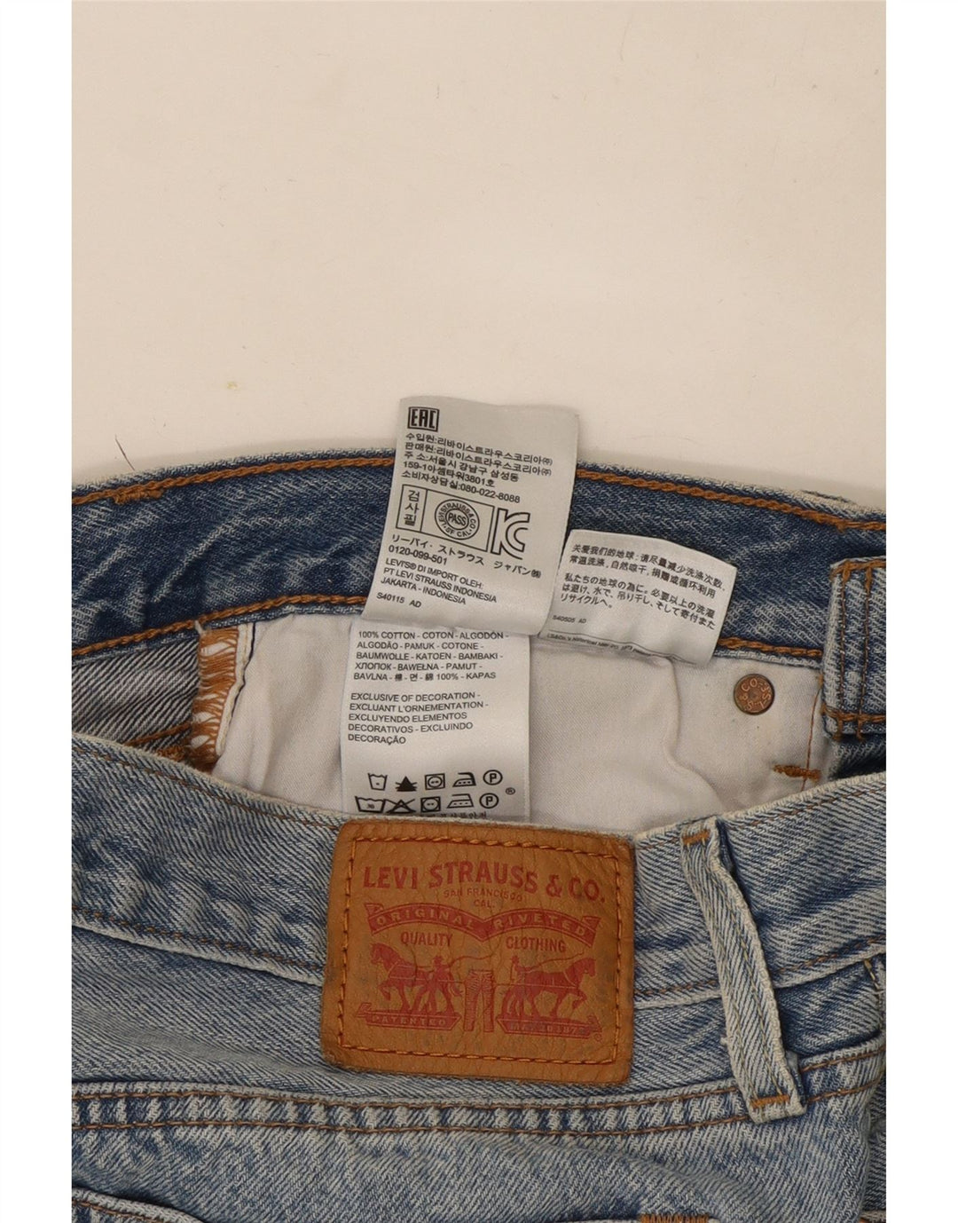 Fusta mini denim distressed pentru femei Levi's W28 bumbac albastru mediu