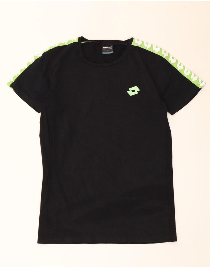 Tricou grafic Lotto pentru bărbați Top mediu negru din bumbac color bloc