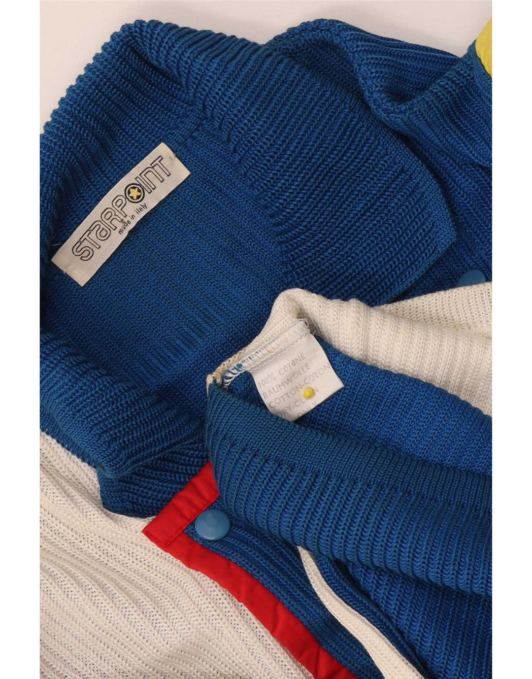 Pulover Cardigan Vintage pentru bărbați, mare, albastru, color block, bumbac