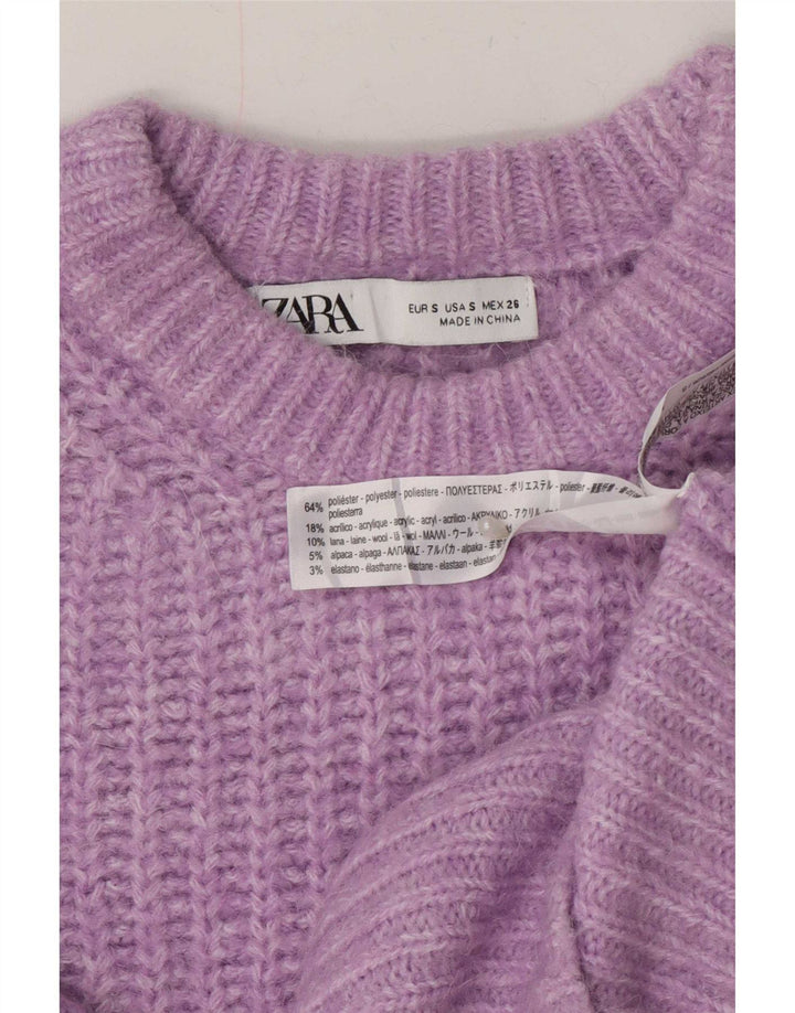 Pulover pentru femei Zara, cu gât de barca, UK 10 Poliester violet mic