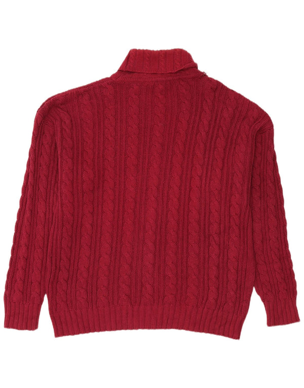 Eddie Bauer Mens Roll Neck Jumper Sweater Large Red Cotton