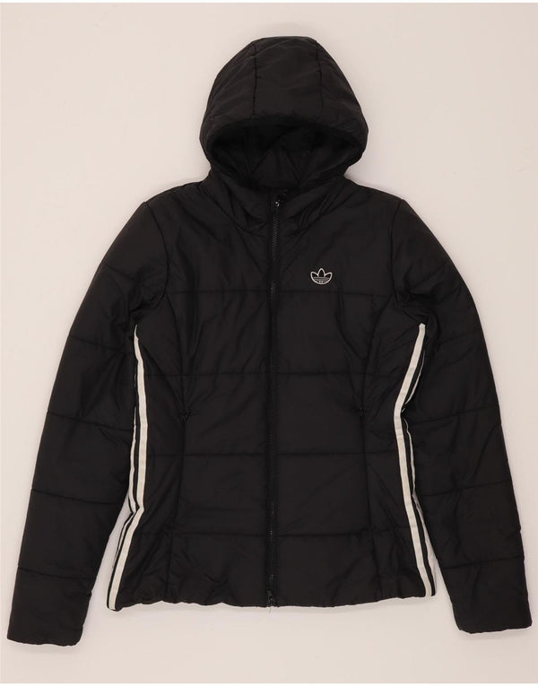 Jachetă căptușită cu glugă Adidas pentru femei UK 10 Poliester negru mic