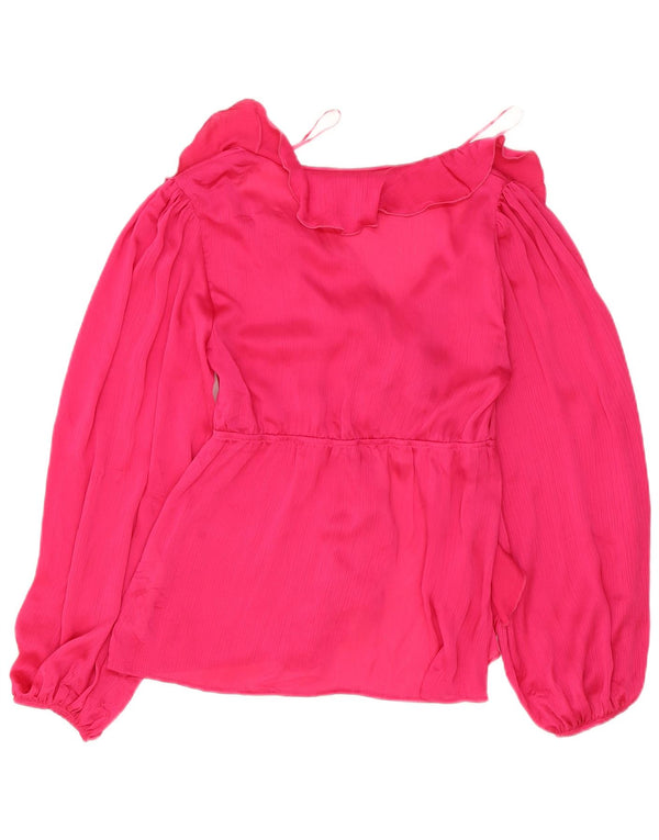 Bluză cu mânecă lungă, cu mâneci lungi, pentru femei, Zara UK 6 XS, poliester roz