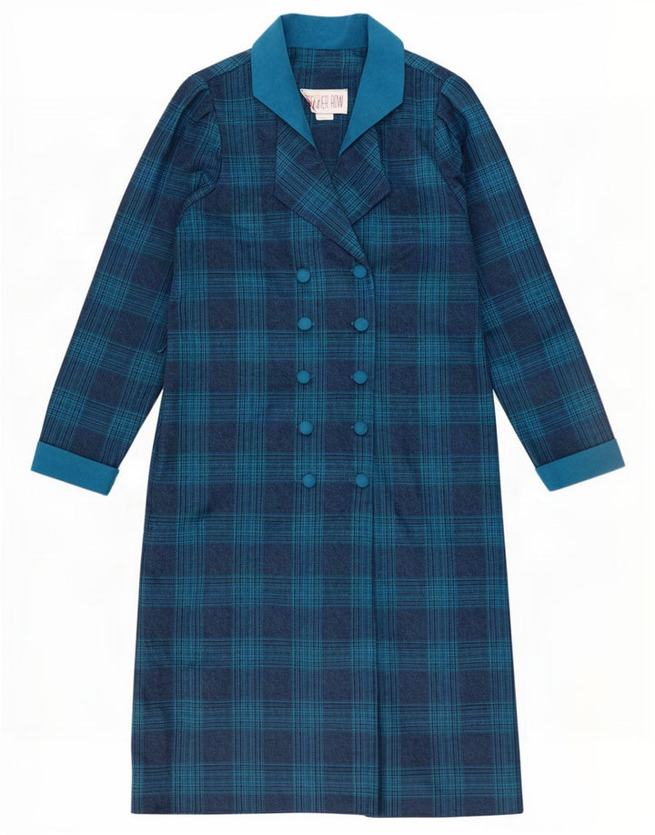 Rochie de damă vintage cu piept dublu rochie UK 14 Medium Blue Check