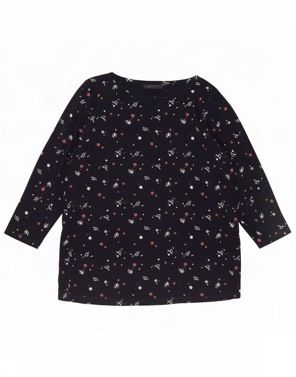 Top cu mâneci 3/4 pentru femei Marks & Spencer, cu model abstract, UK 20 2XL, bleumarin