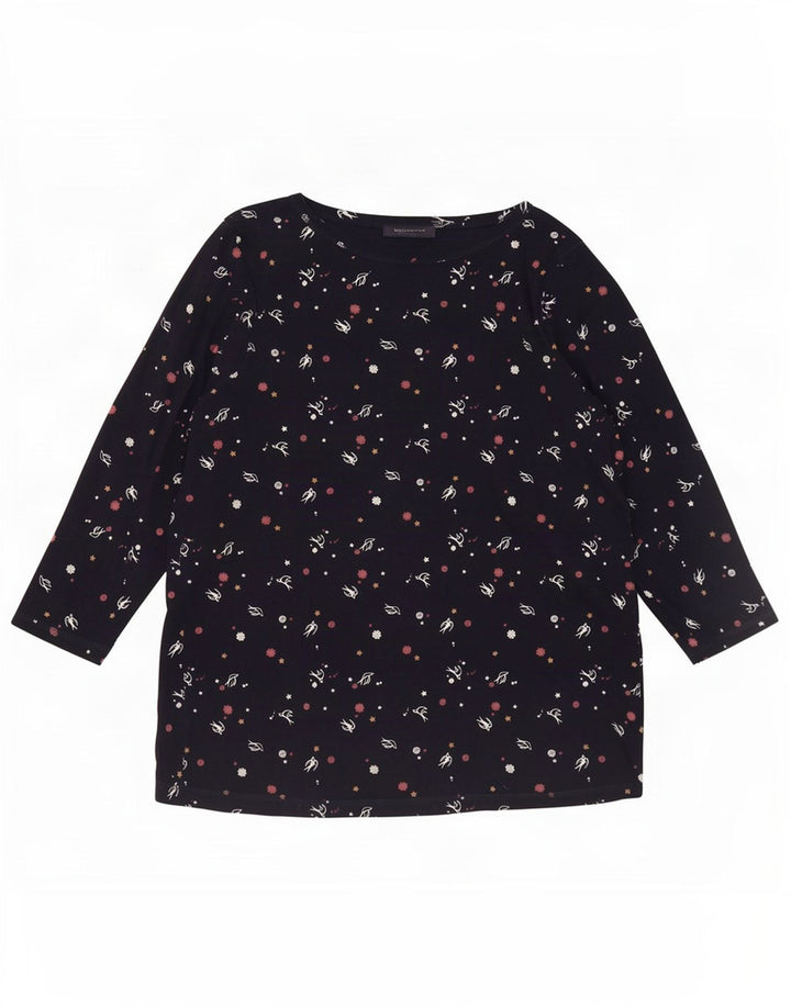 Top cu mâneci 3/4 pentru femei Marks & Spencer, cu model abstract, UK 20 2XL, bleumarin
